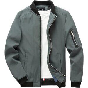 Men's Slim Fit Lightweight Softshell Flight Bomber Jacket Coat